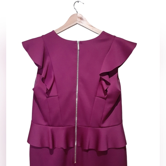 Ted Baker London Women's Alair Ruffle  Peplum Bodycon Dress Pink Size 5 (US 12) - Picture 9 of 10